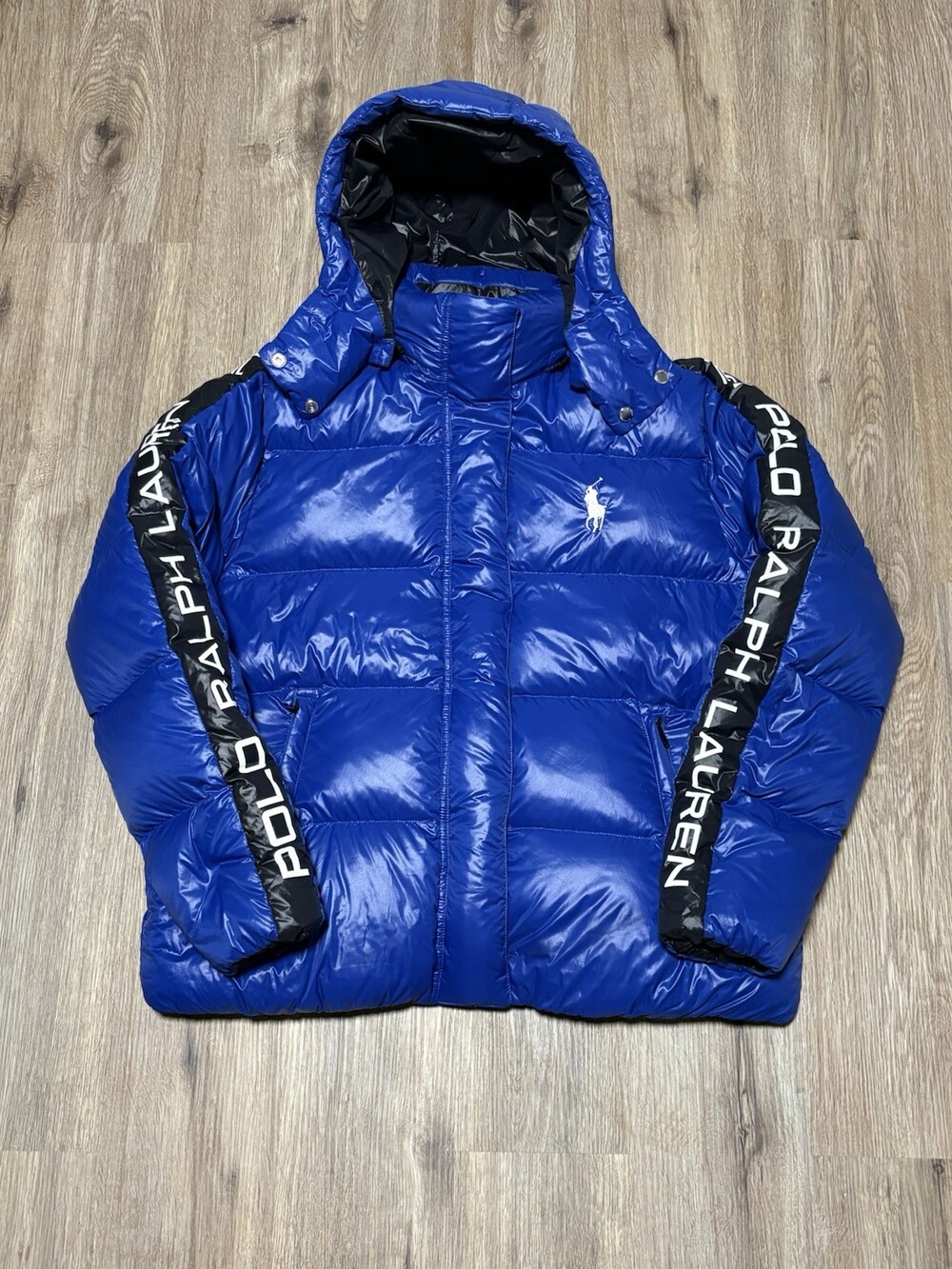 Polo Ralph Lauren Down Jacket Women’s Royal Blue Big Pony Hooded Puffer SIZE XL